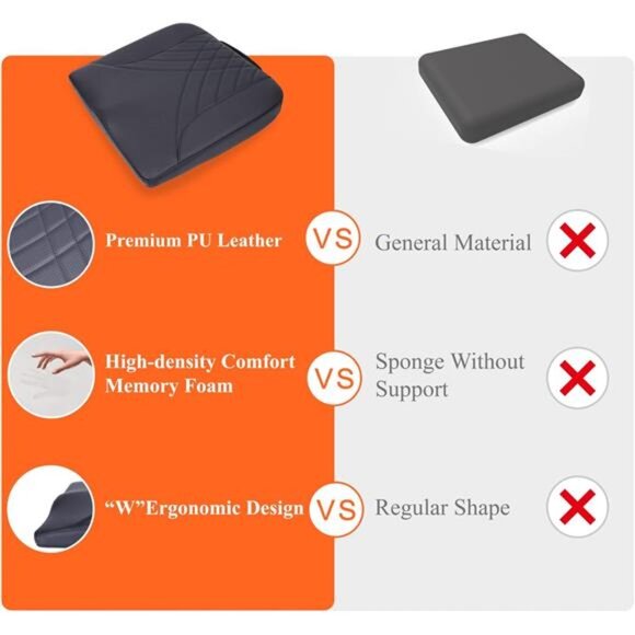 Car Seat Cushion Memory Foam Driver Seat Pad Lower Back Pain Relief Ergonomic - Picture 5 of 7